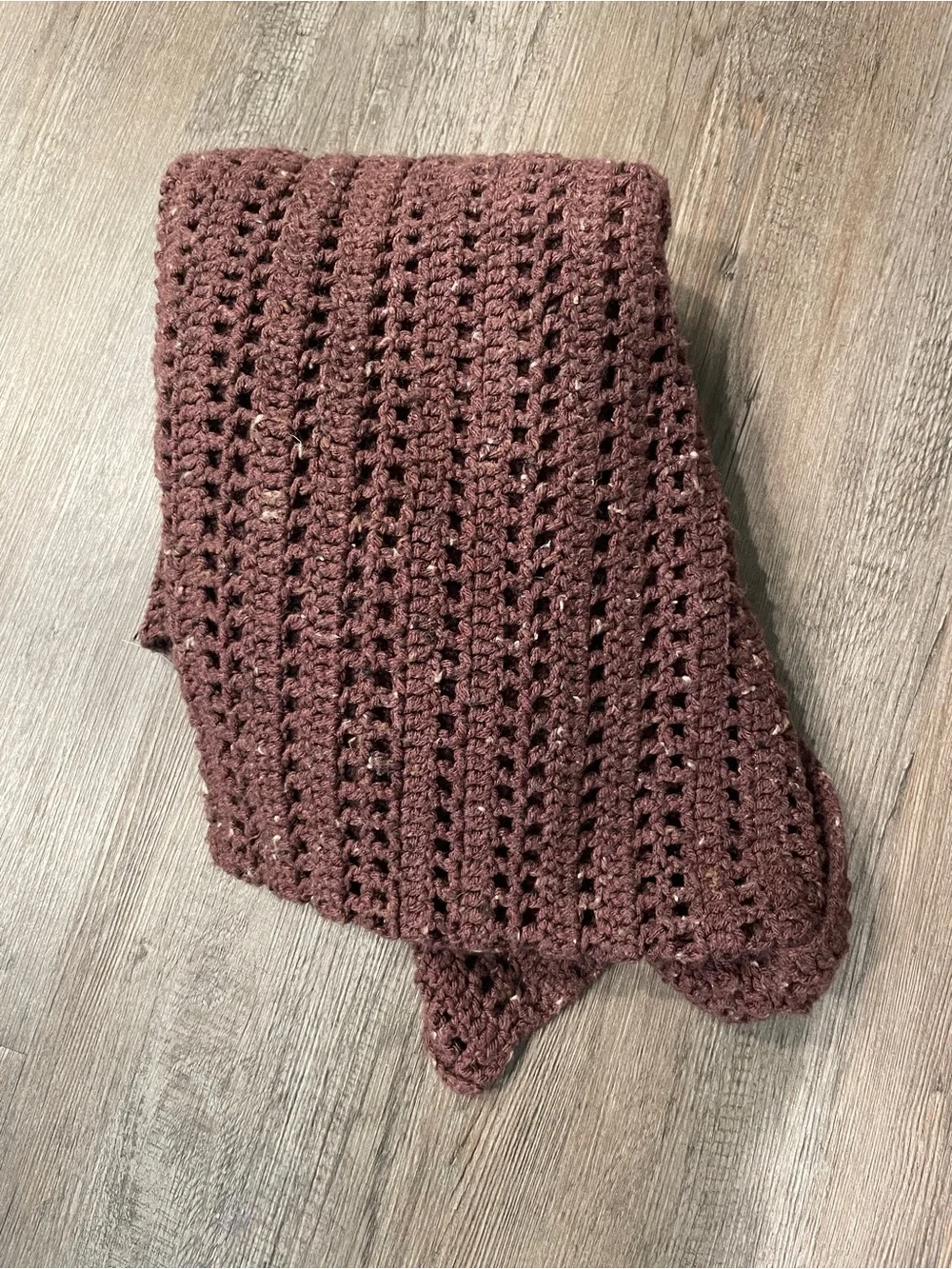 Handmade Crochet Purple Tweed Throw Blanket 39x56